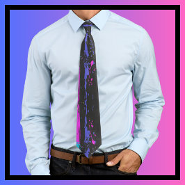 Cravate Art éclatant violet rose noir Art Abstrait