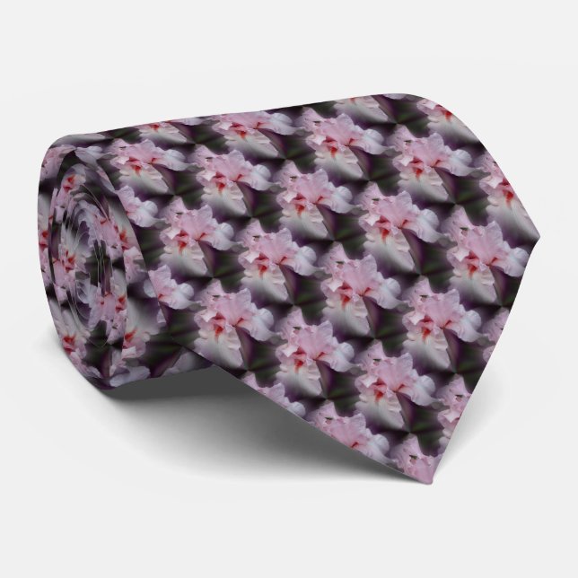 Cravate Art Fleur Iris Rose (Roulé)