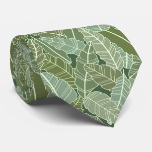 Cravate Art linwork feuille motif sage vert