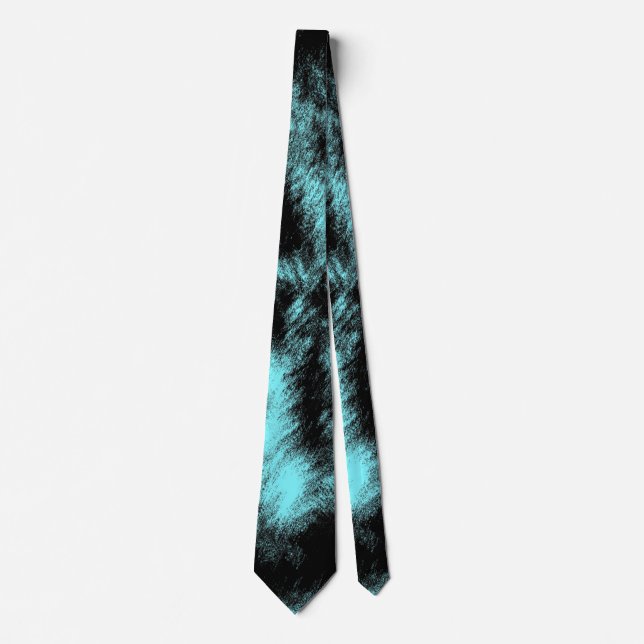 Cravate Art Moderne Aqua et Noir (Devant)