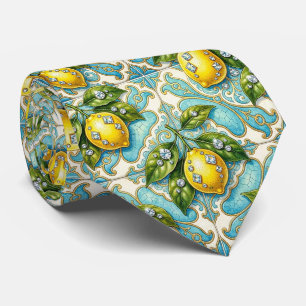 Cravate Art Nouveau Amalfi Citron Méditerranée Diamants