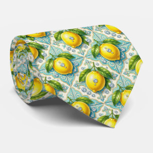 Cravate Art Nouveau Amalfi Citron Méditerranée Diamants