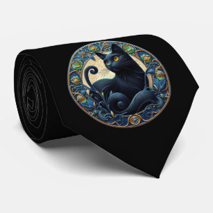 Cravate Art Nouveau Chat Noir
