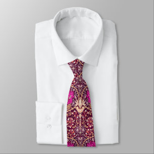 Cravate Art Nouveau floral, prune, beige et Deep Purple