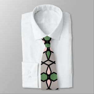 Cravate Art Nouveau Style Vintage Gris, Vert, Rose,
