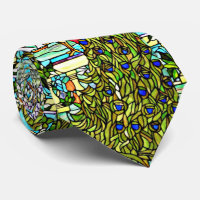Art Nouveau Tiffany Vitre en verre tendu Peacock