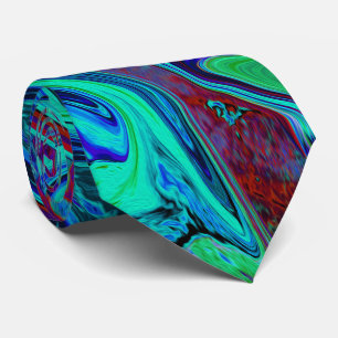 Cravate Art rétro Abstrait super en bleu et rouge