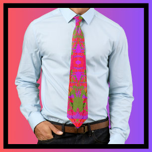 Cravate Art Splatter Art Rouge violet vert Or Abstrait Art