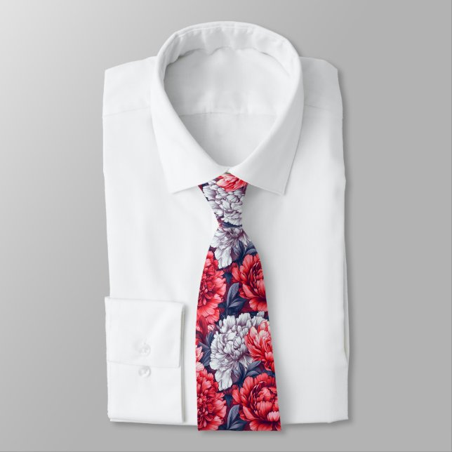 Cravate Artistic Best Gifts For Men Peonies (Attaché)