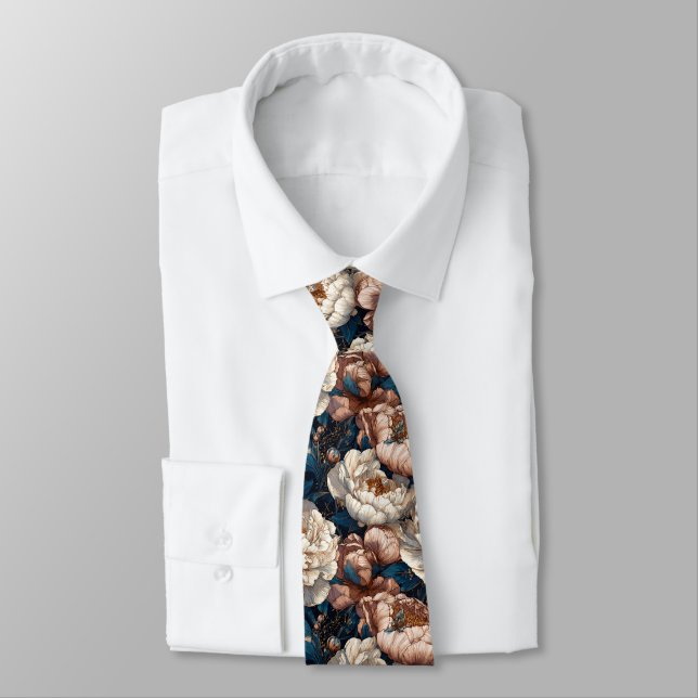 Cravate Artistic Christmas Gift For Husband Peonies Floral (Attaché)