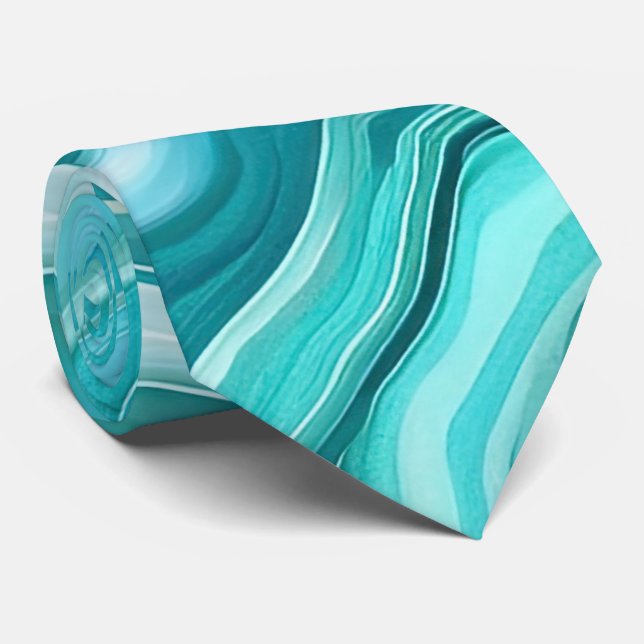 Cravate artistique Turquoise en effervescence (Roulé)