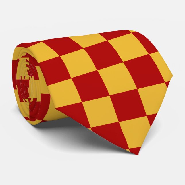 Cravate Assistant À damiers rouge et or (Roulé)