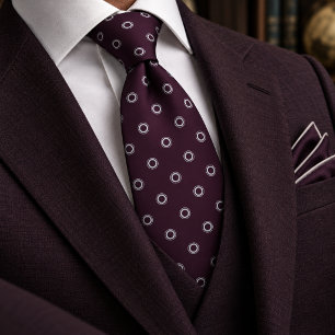 Cravate Aubergine Violet et Blanc à pois