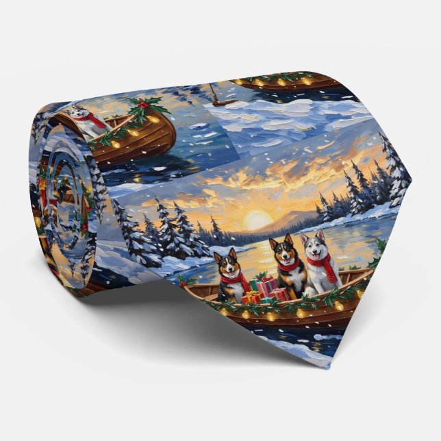 Cravate Australian Cattle Dog Christmas Boat Holiday (Roulé)