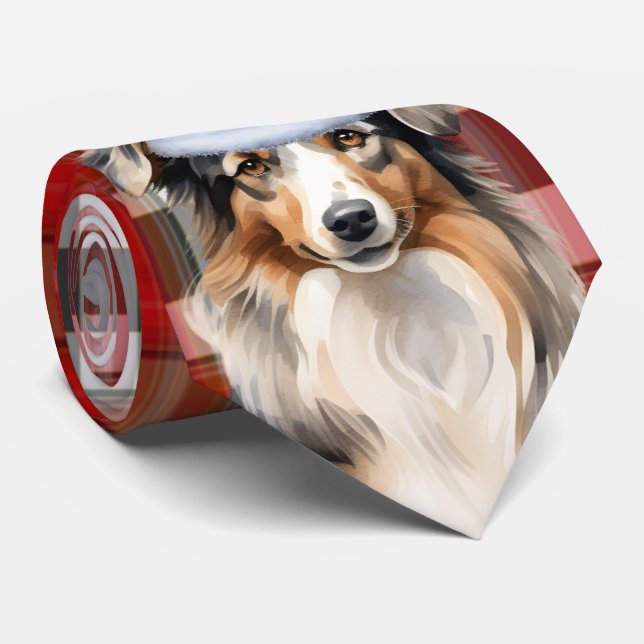 Cravate Australian Shepherd et Plaid Christmas Amoureux de (Roulé)
