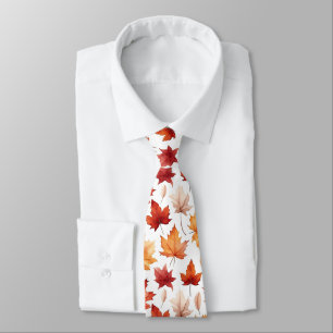 Cravate Automne Feuilles Terracotta Brown Boho Motif