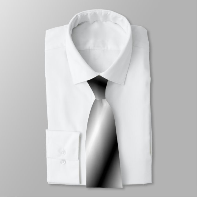 Cravate Avec Bandes Diagonales Argent, Blanc, Noir (Attaché)
