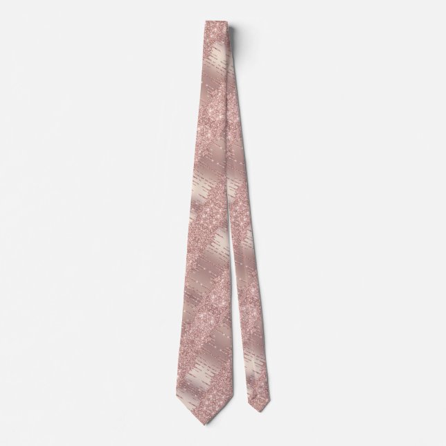 Cravate avec Rose Gold Blush Parties scintillant D (Devant)