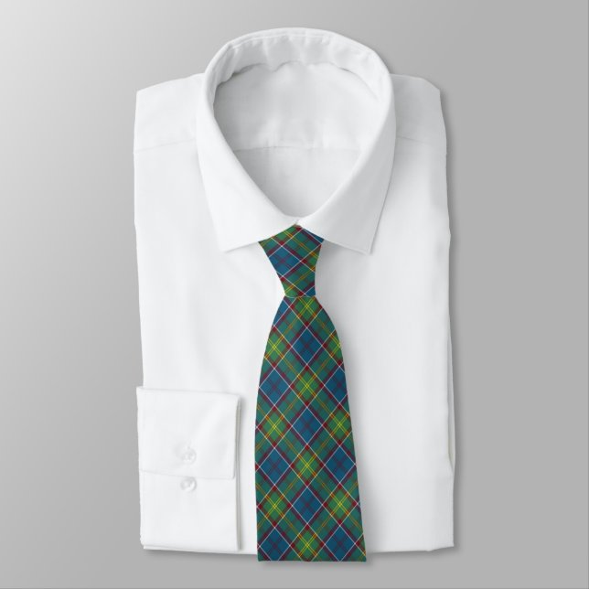 Cravate Ayrshire District Tartan bleu et vert plaid (Attaché)