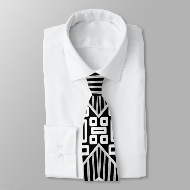 Cravate B Et W Runway Motif Inspiré (Attaché)