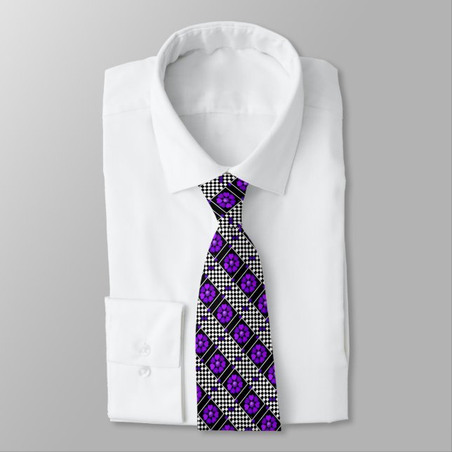 Cravate B&W Purple Hearts Beating (Attaché)