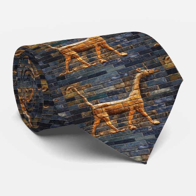 Cravate BABYLONIAN SNAKE DRAGONS Antique Assyrian Art (Roulé)