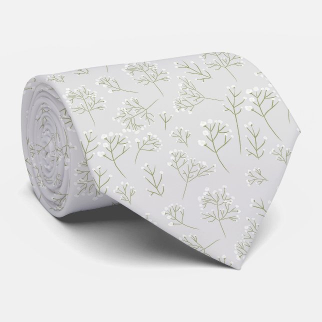 Cravate Baby's Breath White Floral Gypsophila (Roulé)