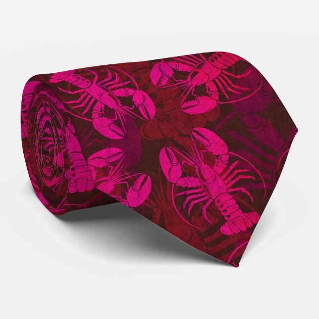 Cravate Bake de homard rose chaud Funny Beach Party (Roulé)