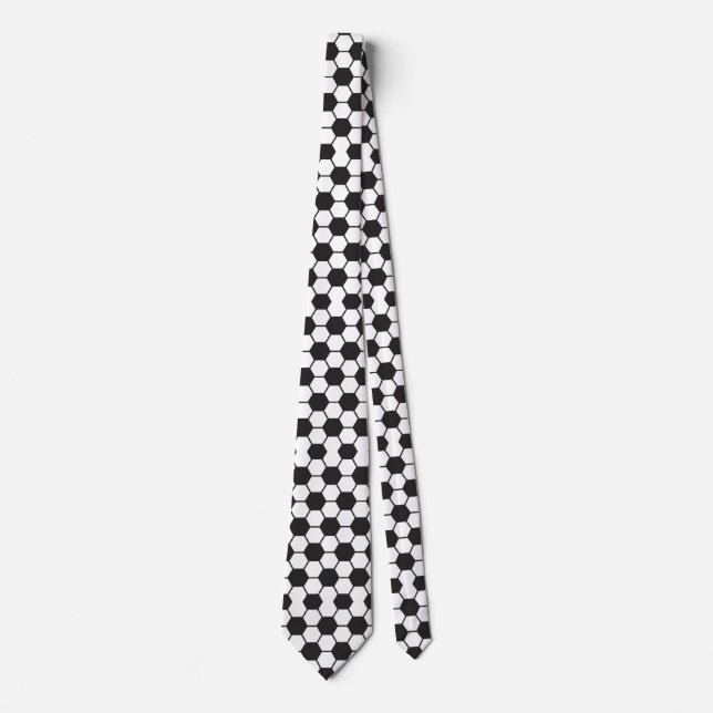 Cravate Bal de football classique Motif noir blanc (Devant)