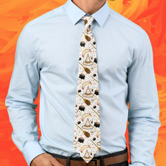 Cravate Balai floral de Halloween ensorcelé & chapeau de s
