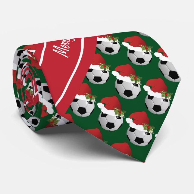 Cravate Ballon de football de Joyeux Noël (Roulé)