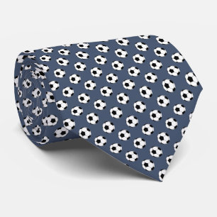 Cravate Ballons de soccer noir blanc Fútbol sur Jeans bleu
