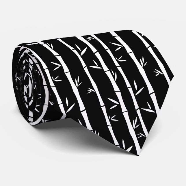 Cravate Bambou noir et blanc personnalisé (Roulé)