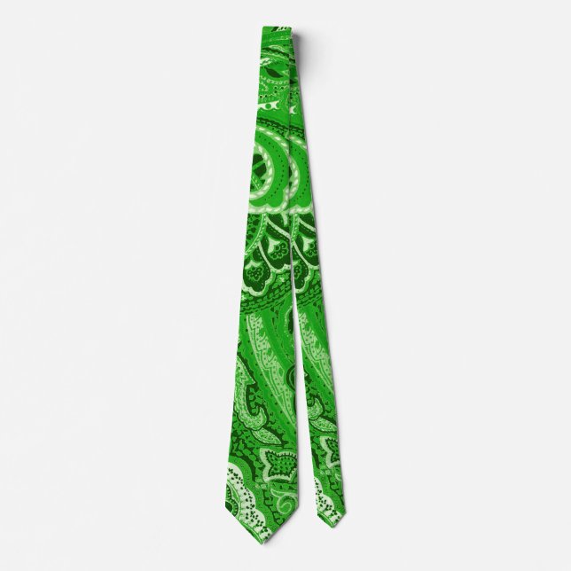 Cravate Bandanna chic verte de Paisley de hippie de Boho (Devant)