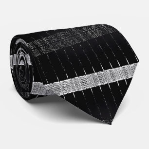 Cravate Bande de codes à barres minimaliste noir et blanc 