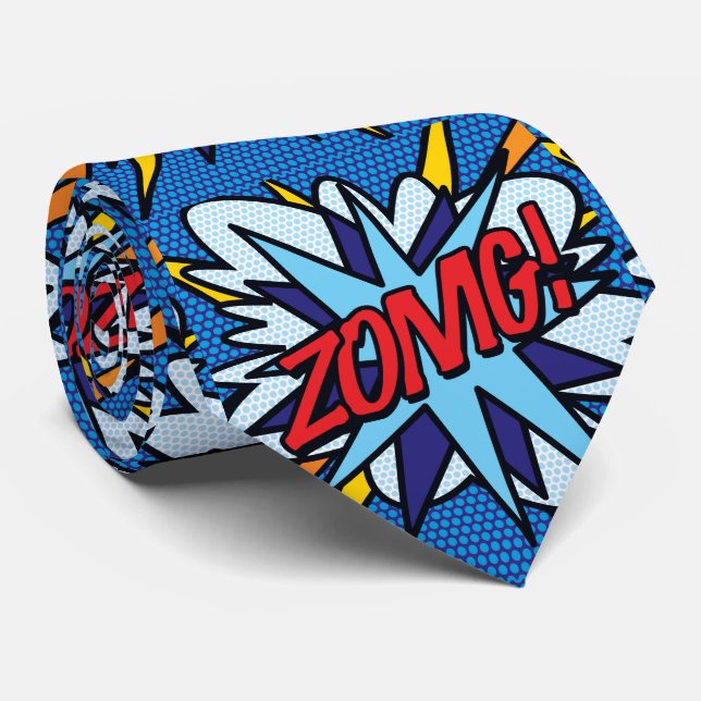 Cravate Bande dessinée Art ZOMG Superhero (Roulé)