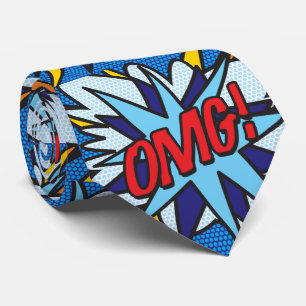 Cravate Bande dessinée Pop Art OMG Super-héros