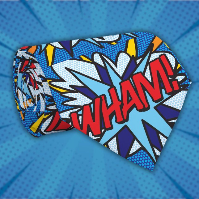 Cravate Bande dessinée WHAM Pop Art Superhero (Comic Book WHAM Pop Art Superhero Tie)