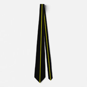 Cravate Bande jaune verticale sur noir