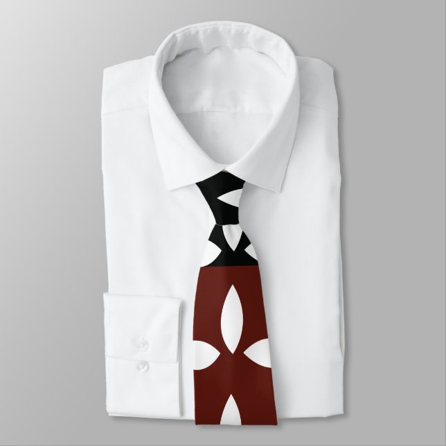 Cravate Bandes colorées Modèle floral géométrique (Attaché)