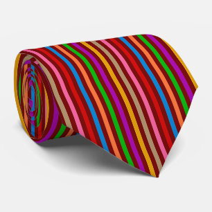 Cravate Bandes Colorées Sur Un Motif Rouge Design