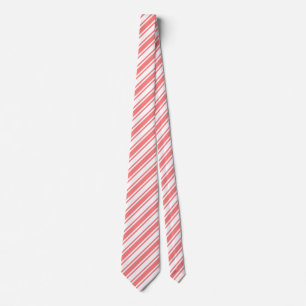 Cravate Bandes de bonbons corail et blanc