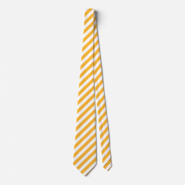 Cravate Bandes de bonbons jaune et blanc ensoleillé (Devant)
