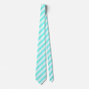 Cravate Bandes de bonbons turquoise et blanche