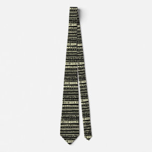 Cravate Bandes décorées - Jaune pâle - (Lrg Pat)