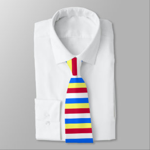 Cravate Bandes jaunes, rouges, blanches et bleues