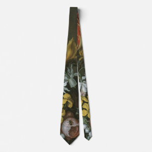 Cravate Baroque Ancien, Nature Morte Florale Fleurs dans u