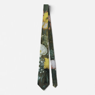 Cravate Baroque Antique, Bouquet de Fleurs dans un Vase en