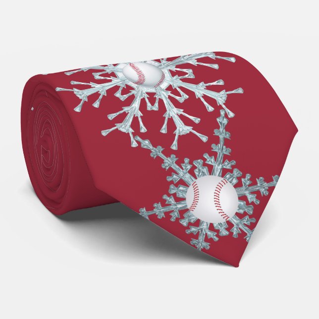 Cravate Baseball de Noël (Roulé)