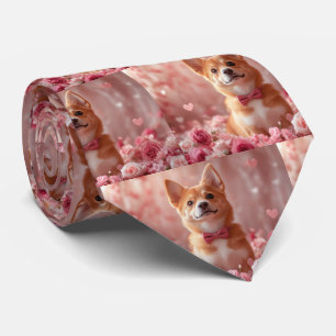 Cravate Basenji avec des roses - Saint-Valentin